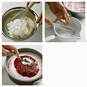 Making cranberry cheesecake