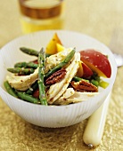 Chicken and asparagus salad with nectarines and pecans