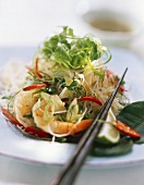 Rice noodle salad with shrimps