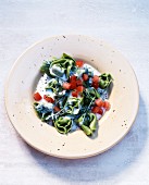Green tortellini with gorgonzola sauce
