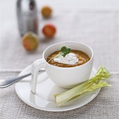 Hot creamed vegetable soup with cottage cheese