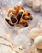 White chocolate clusters, marzipan sweets & walnut chocolates