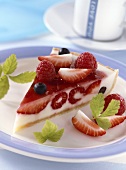 A piece of yoghurt cake with berries