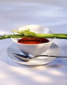 Tomato soup with pepper and celery