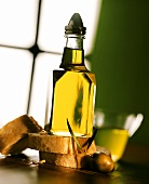 Olivenöl mit Brotscheiben