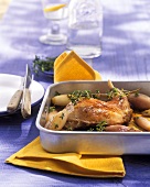 Rabbit leg with shallots (stifado from Greece)