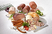 Various types of scalded sausages
