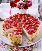 Curd cheese cake with strawberries