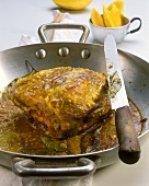 Roast pork with mango and ginger glaze