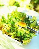 Salatdressing auf Löffel