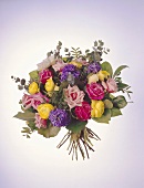Colourful bouquet of roses, Ranunculus and hyacinths