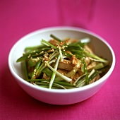 Asian pan-cooked chicken with spring onions and sesame