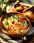 Couscous with vegetables in a tajine