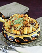 Fusilli gratin with four types of cheese and balsamic vinegar