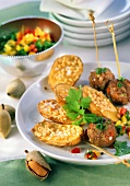Almond potatoes with meatballs
