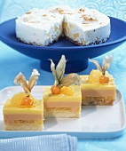 Tequila sunrise slices and coconut and banana cake