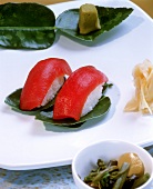 Nigiri sushi with tuna