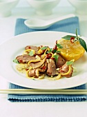 Duck breast in plum wine and orange sauce