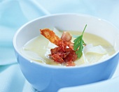 Polenta soup with Parma ham