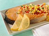 Salmon cutlet with vegetables