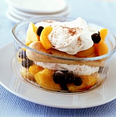 Blueberry and apricot trifle