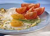 Pan-cooked courgettes & eggs & tomato wedge (food combining)