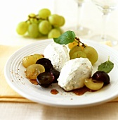 Marinated grapes with Roquefort mousse
