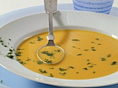 Creamed carrot soup with ginger and parsley
