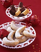 Cashew sticks and vanilla crescents (sweet pastry)