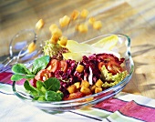 Colourful salad with croutons
