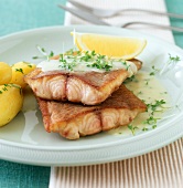 Fried catfish fillets with cress sauce