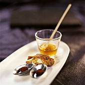 Chocolate espresso beans and cantuccini with Vin santo