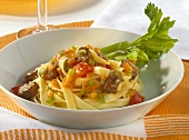 Tagliatelle with lamb and tomatoes