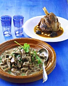 Lamb in yoghurt sauce and lamb shank with honey