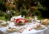 Table laid for special occasion in garden