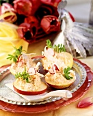 Apple slices with carrot and horseradish spread