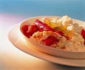 Coconut rice pudding with rhubarb and lime compote