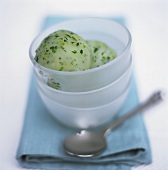Lime and lemon ice cream with mint