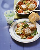 Rissoles with toasted mozzarella topping