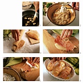 Hähnchenbrustroulade mit Schinken-Reis-Füllung zubereiten