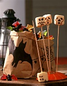 Halloween sweets (marshmallows and jelly bats)