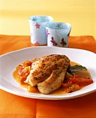 Red snapper filet with Adobo seasoning, pepper & tomato ragout