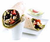 Wraps with salad and sheep's cheese filling