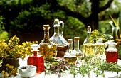 Herbal oils and vinegars (with garden and medicinal herbs)