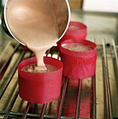Making strawberry ice cream soufflé