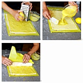 Making lemon sponge roulade
