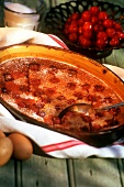 Clafoutis with cherries (sweet cherry pudding, France)
