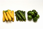Mini-vegetables: yellow, green and round mini-courgettes
