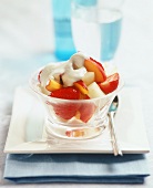 Mixed fruit salad with cream