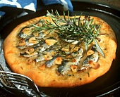 Fougasse (filled yeast flatbread, Provence) with sardines